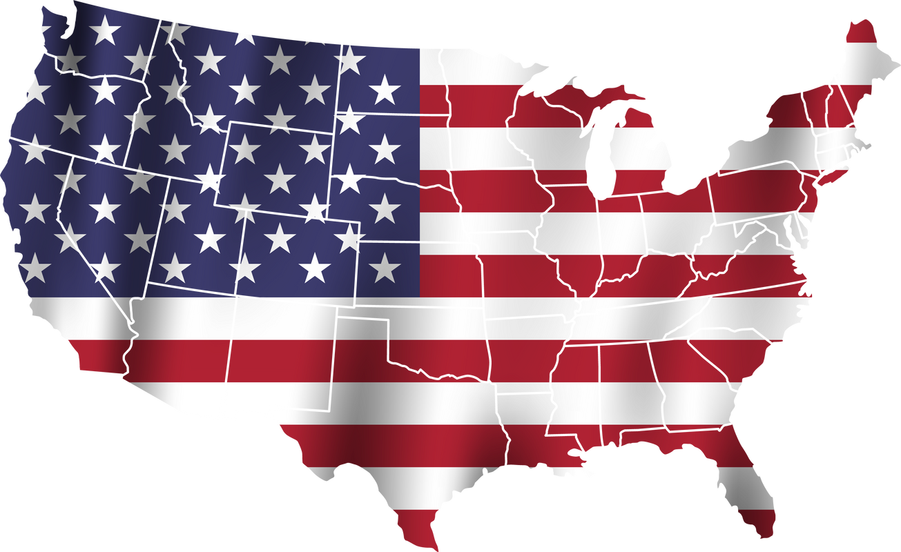 United states of america map and flag